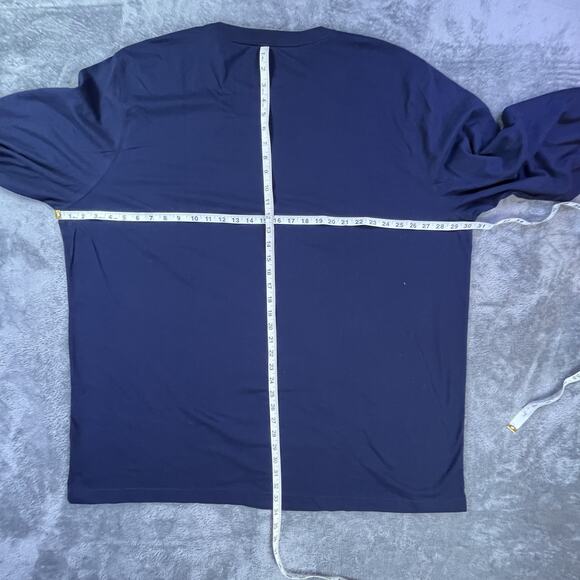 Lands End Shirt Mens 3XL Tall Navy Blue Long Sleeve Crewneck Super-T Cotton Big - Picture 3 of 5